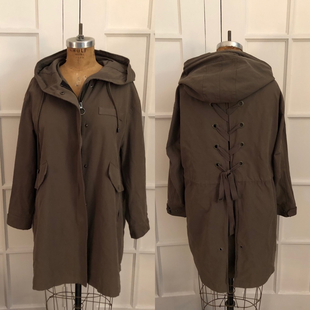 Mango MNG Suit Olive corset back hooded jacket S